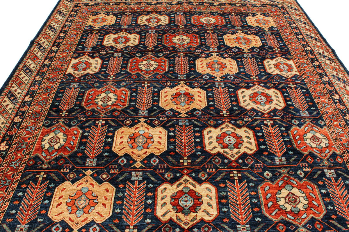 8x10 Navy and Ivory Turkish Traditional Rug