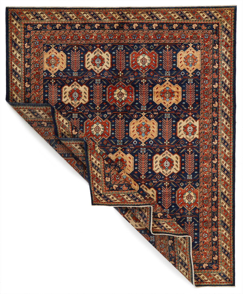 8x10 Navy and Ivory Turkish Traditional Rug
