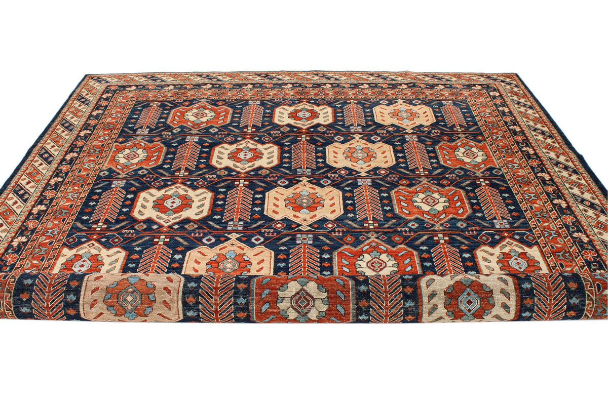 8x10 Navy and Ivory Turkish Traditional Rug