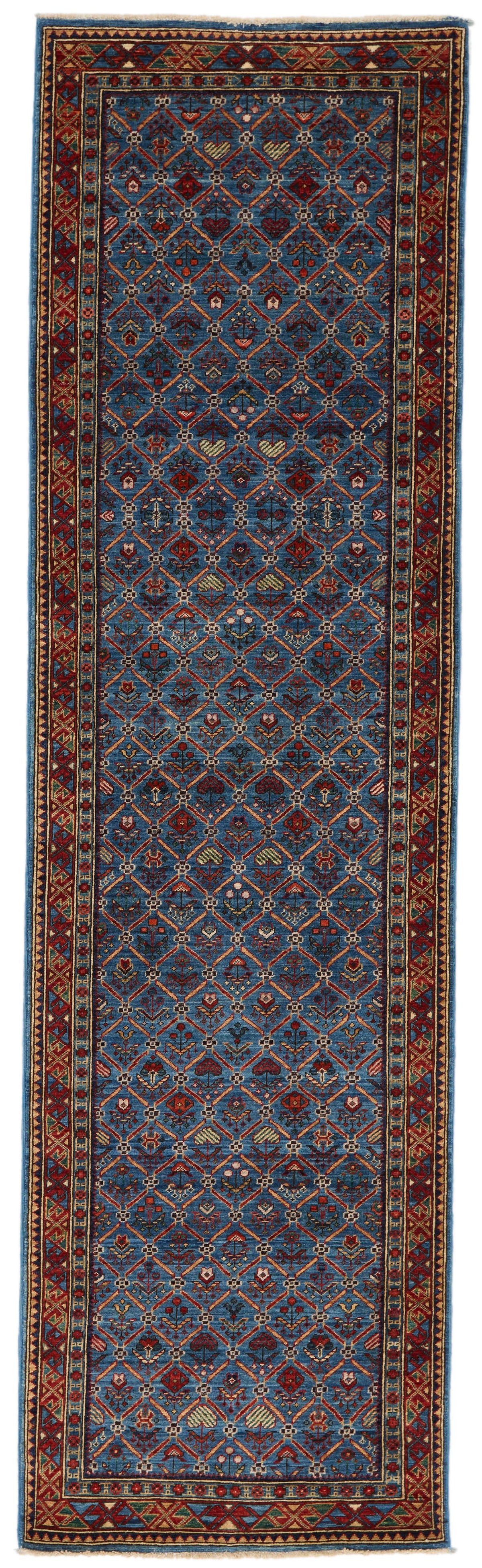 3x10 Blue and Red Traditional Runner