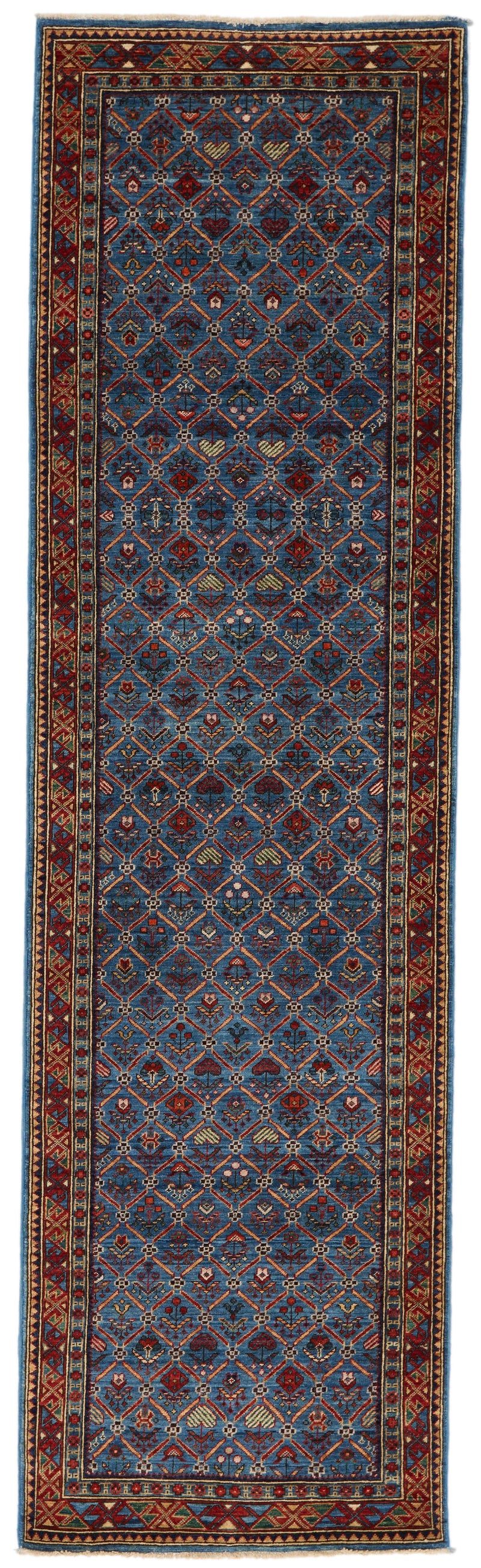 3x10 Blue and Red Traditional Runner