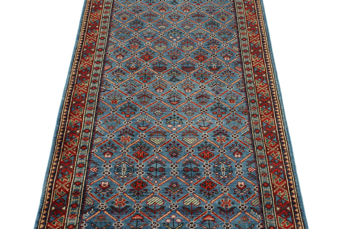3x10 Blue and Red Traditional Runner