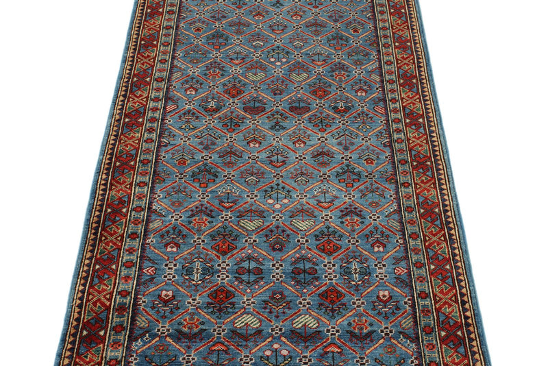 3x10 Blue and Red Traditional Runner