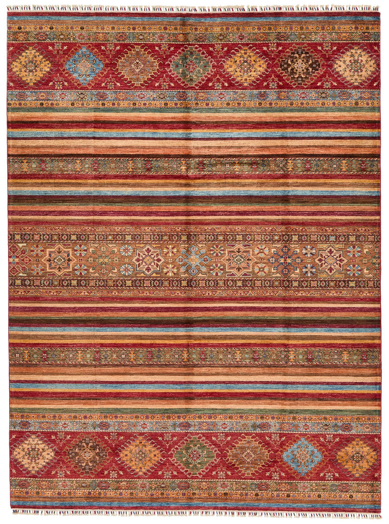 9x12 Red and Multicolor Tribal Rug