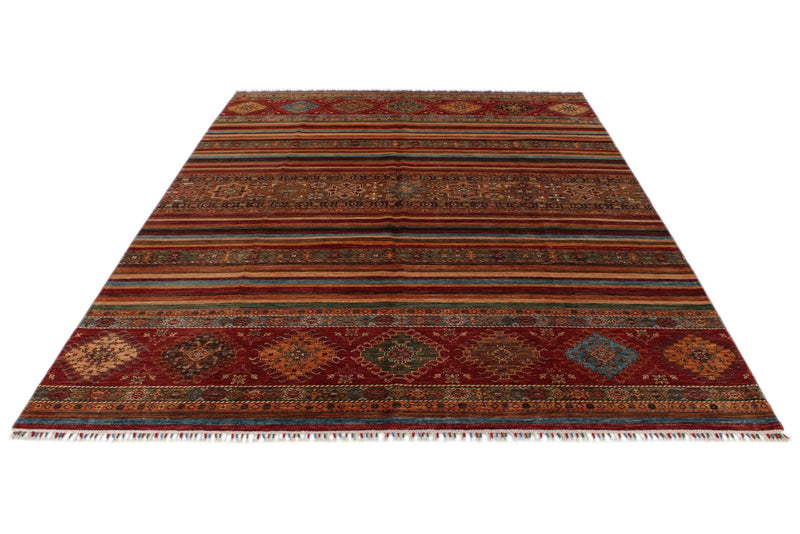 9x12 Red and Multicolor Tribal Rug