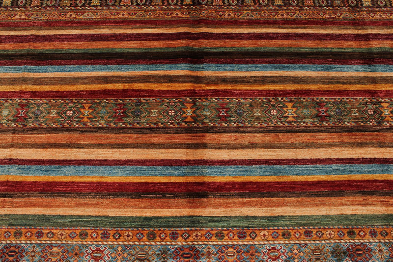 9x12 Red and Multicolor Tribal Rug