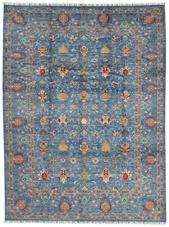 9x12 Light Blue and Blue Anatolian Traditional Rug