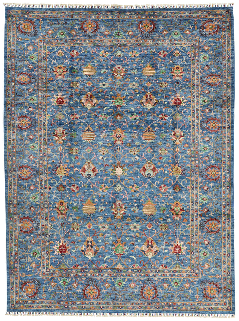 9x12 Light Blue and Blue Anatolian Traditional Rug