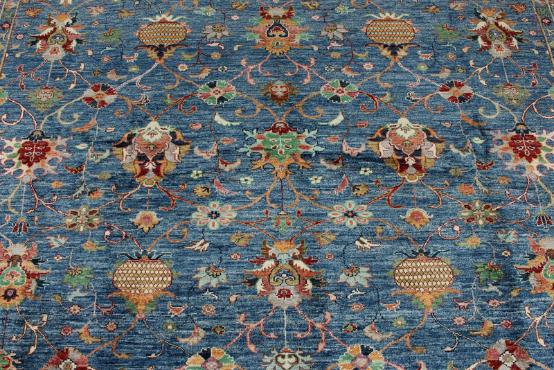 9x12 Light Blue and Blue Anatolian Traditional Rug