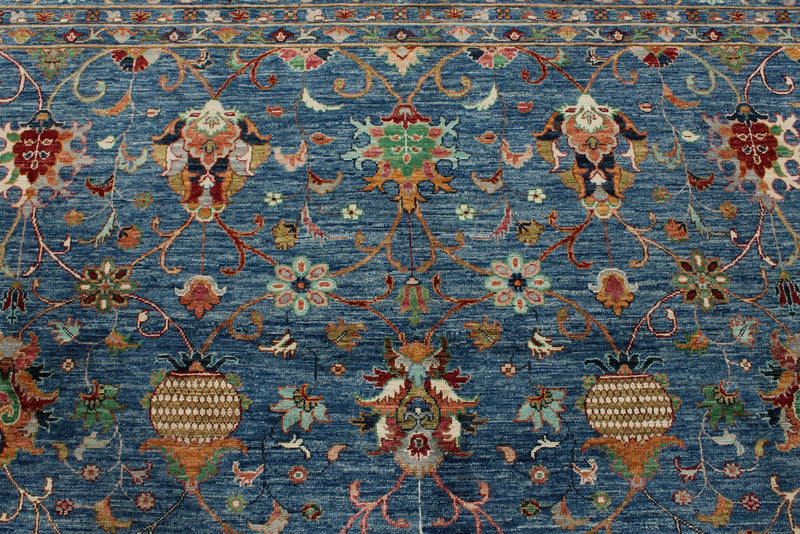 9x12 Light Blue and Blue Anatolian Traditional Rug