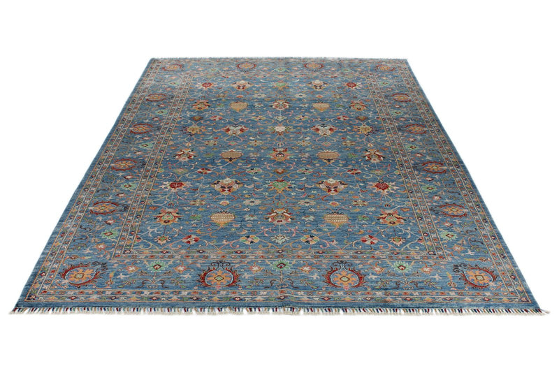 9x12 Light Blue and Blue Anatolian Traditional Rug