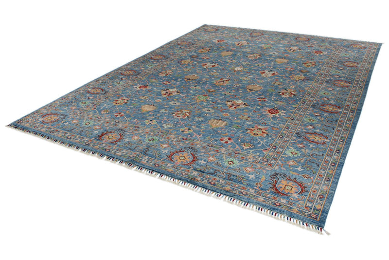 9x12 Light Blue and Blue Anatolian Traditional Rug