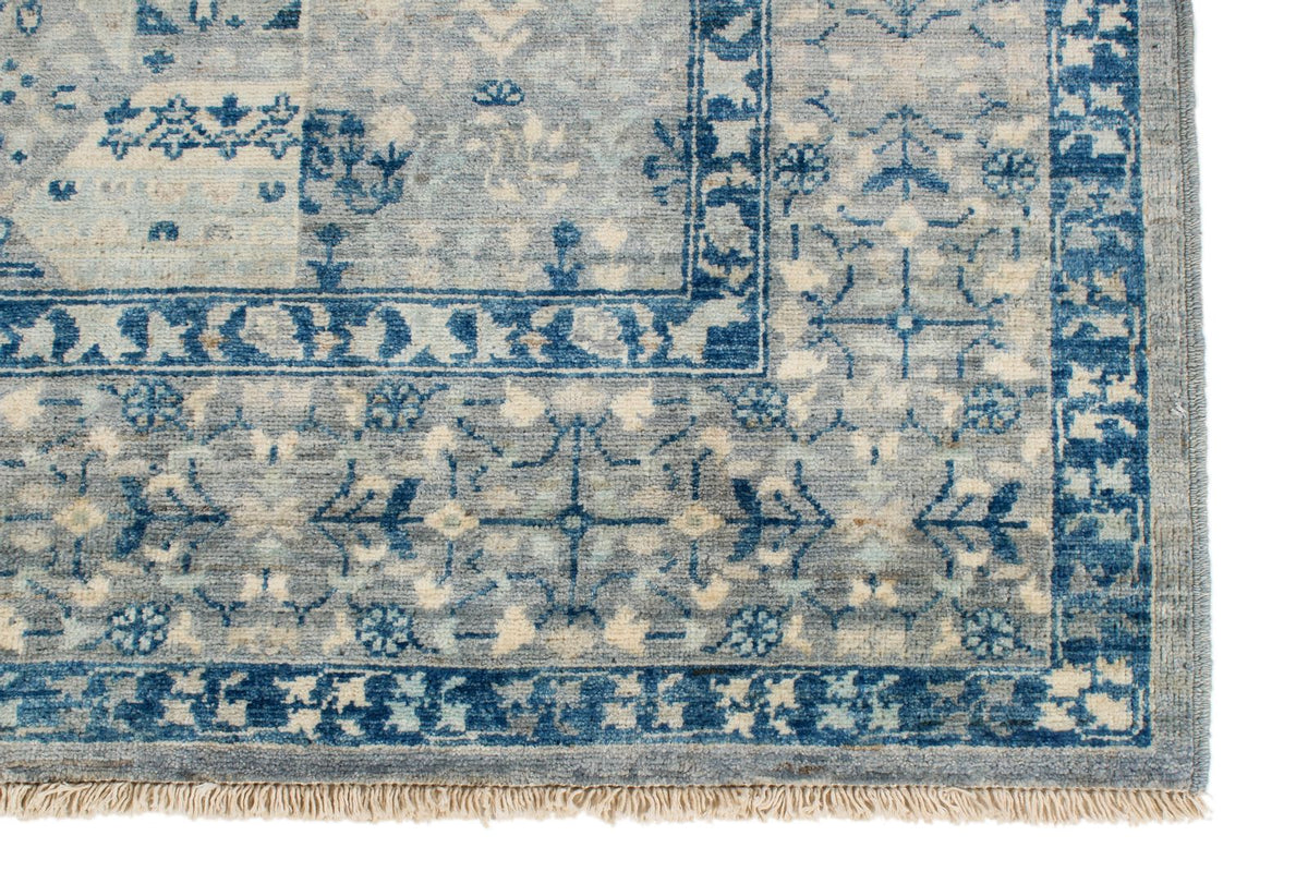 6x9 Blue and Gray Turkish Tribal Rug