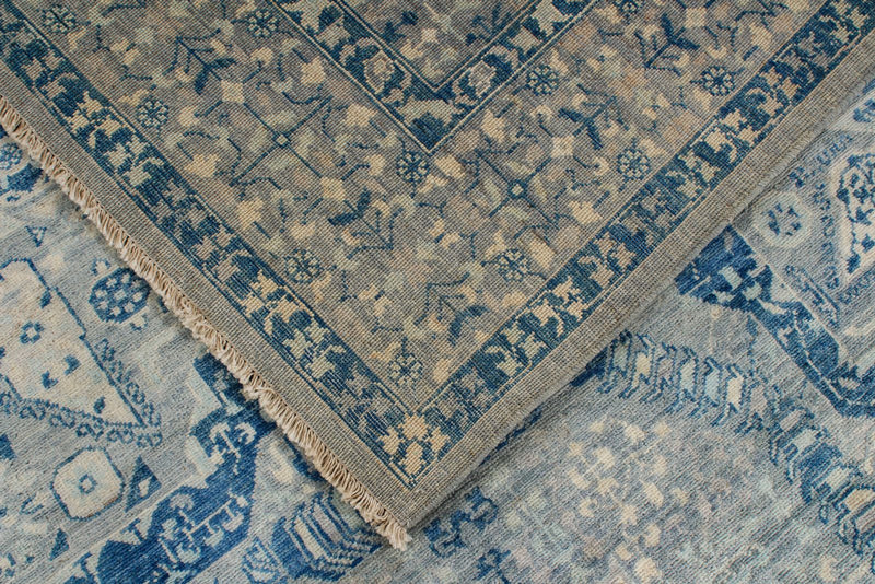 6x9 Blue and Gray Turkish Tribal Rug