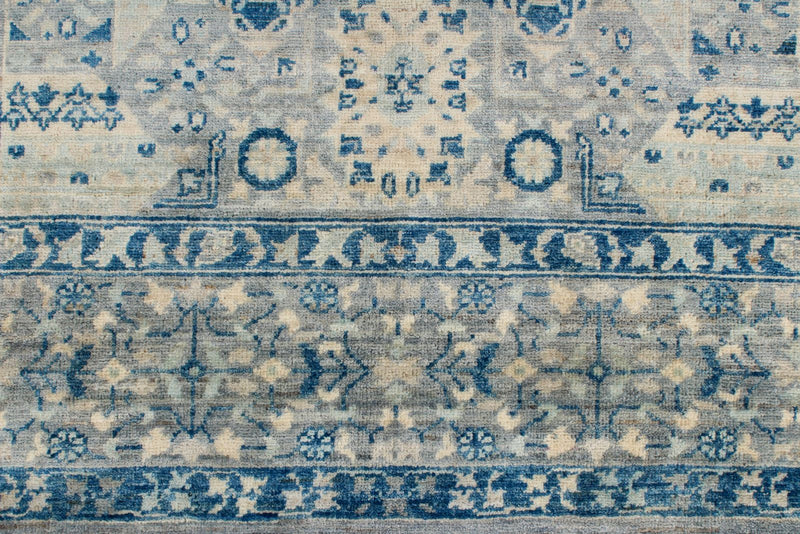 6x9 Blue and Gray Turkish Tribal Rug