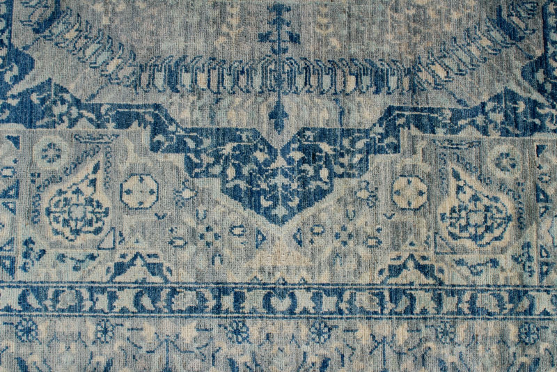 6x9 Blue and Gray Turkish Tribal Rug