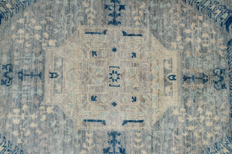 6x9 Blue and Gray Turkish Tribal Rug