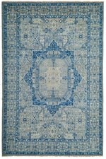 6x9 Blue and Gray Turkish Tribal Rug