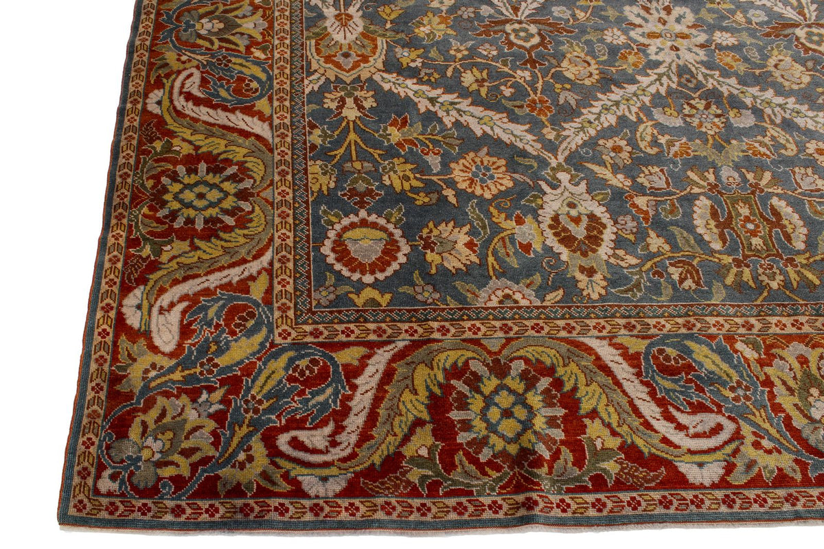 10x13 Gray and Orange Turkish Oushak Rug
