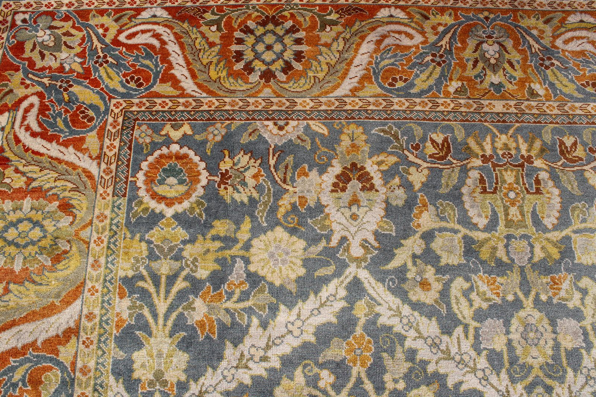 10x13 Gray and Orange Turkish Oushak Rug