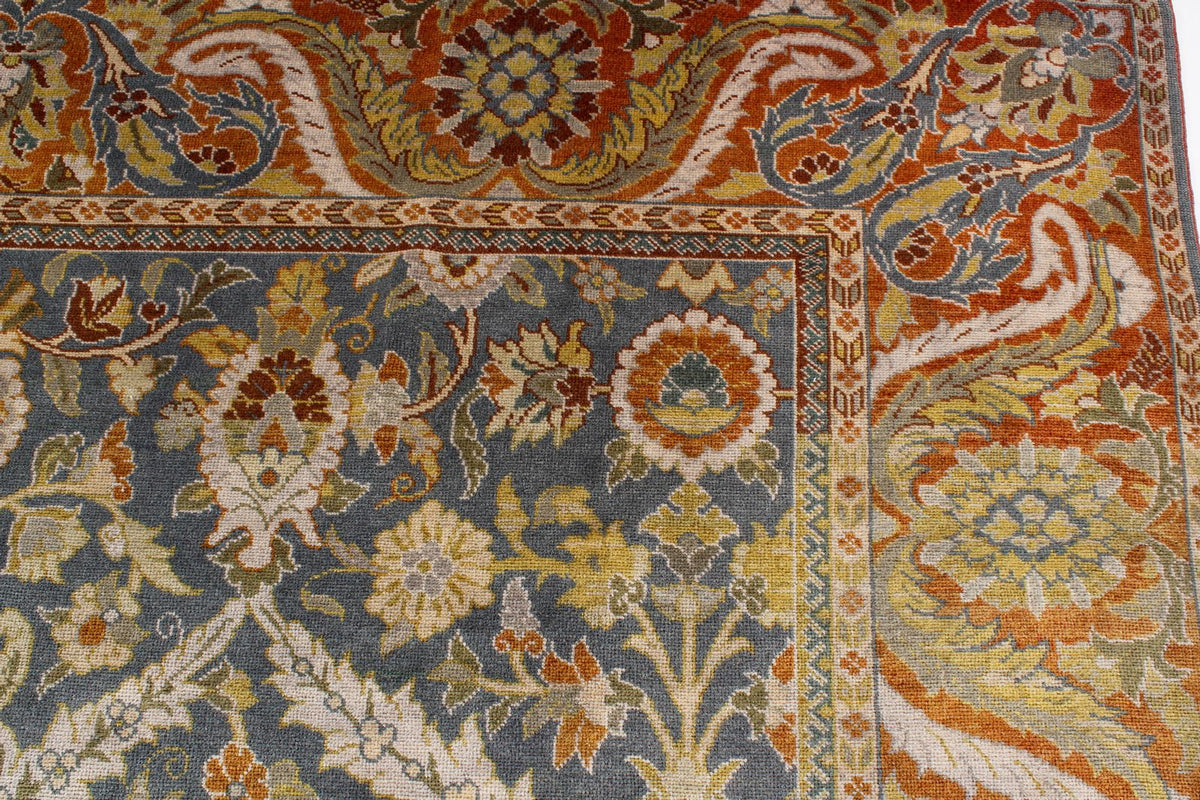 10x13 Gray and Orange Turkish Oushak Rug