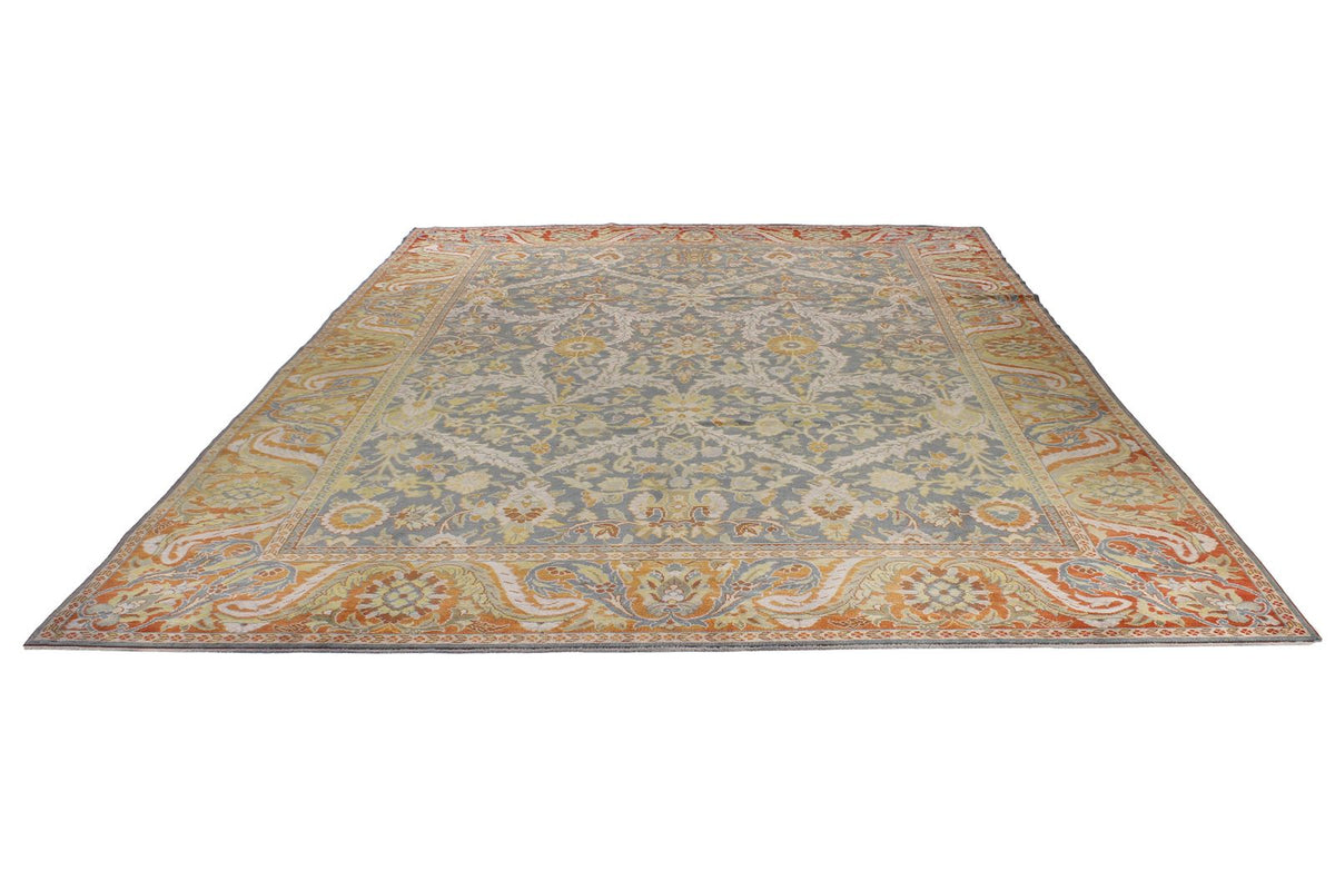 10x13 Gray and Orange Turkish Oushak Rug