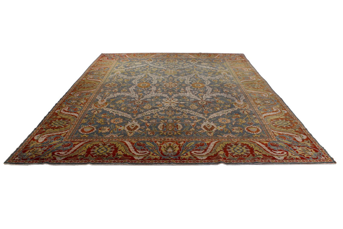 10x13 Gray and Orange Turkish Oushak Rug