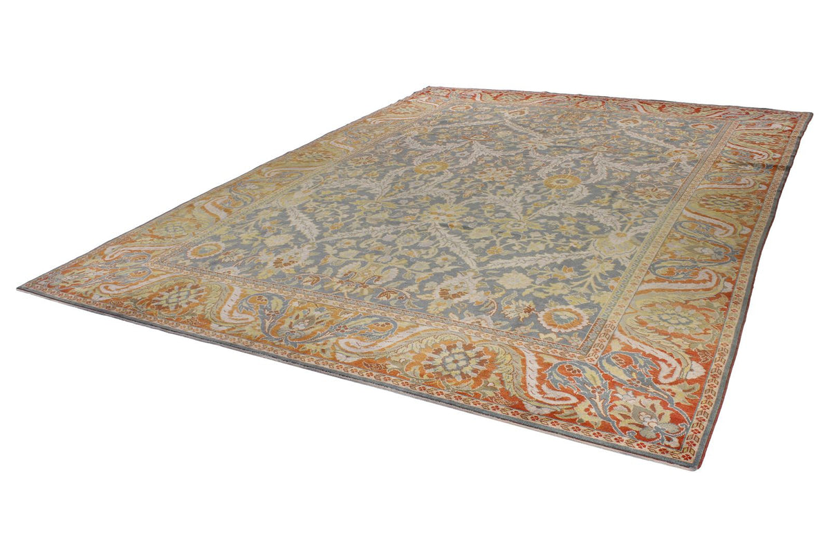 10x13 Gray and Orange Turkish Oushak Rug