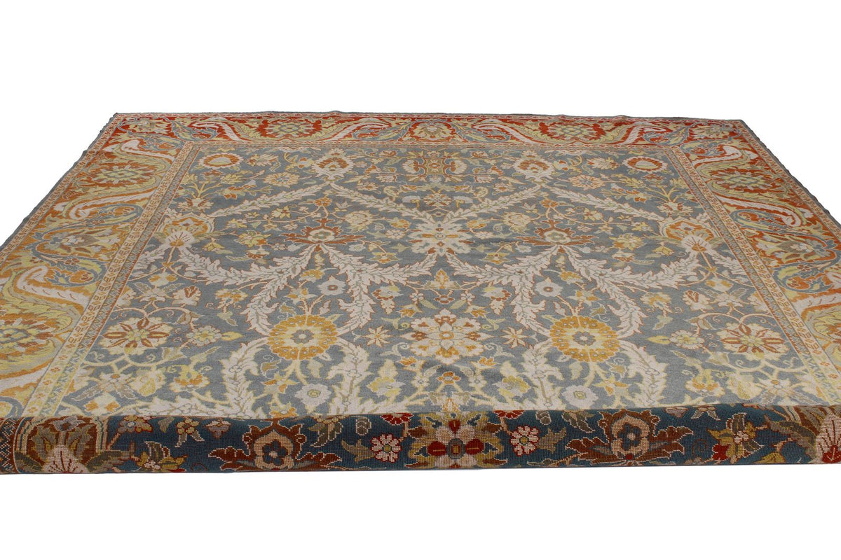 10x13 Gray and Orange Turkish Oushak Rug