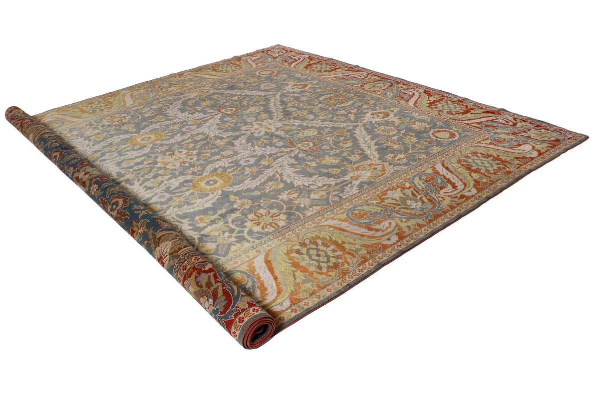 10x13 Gray and Orange Turkish Oushak Rug