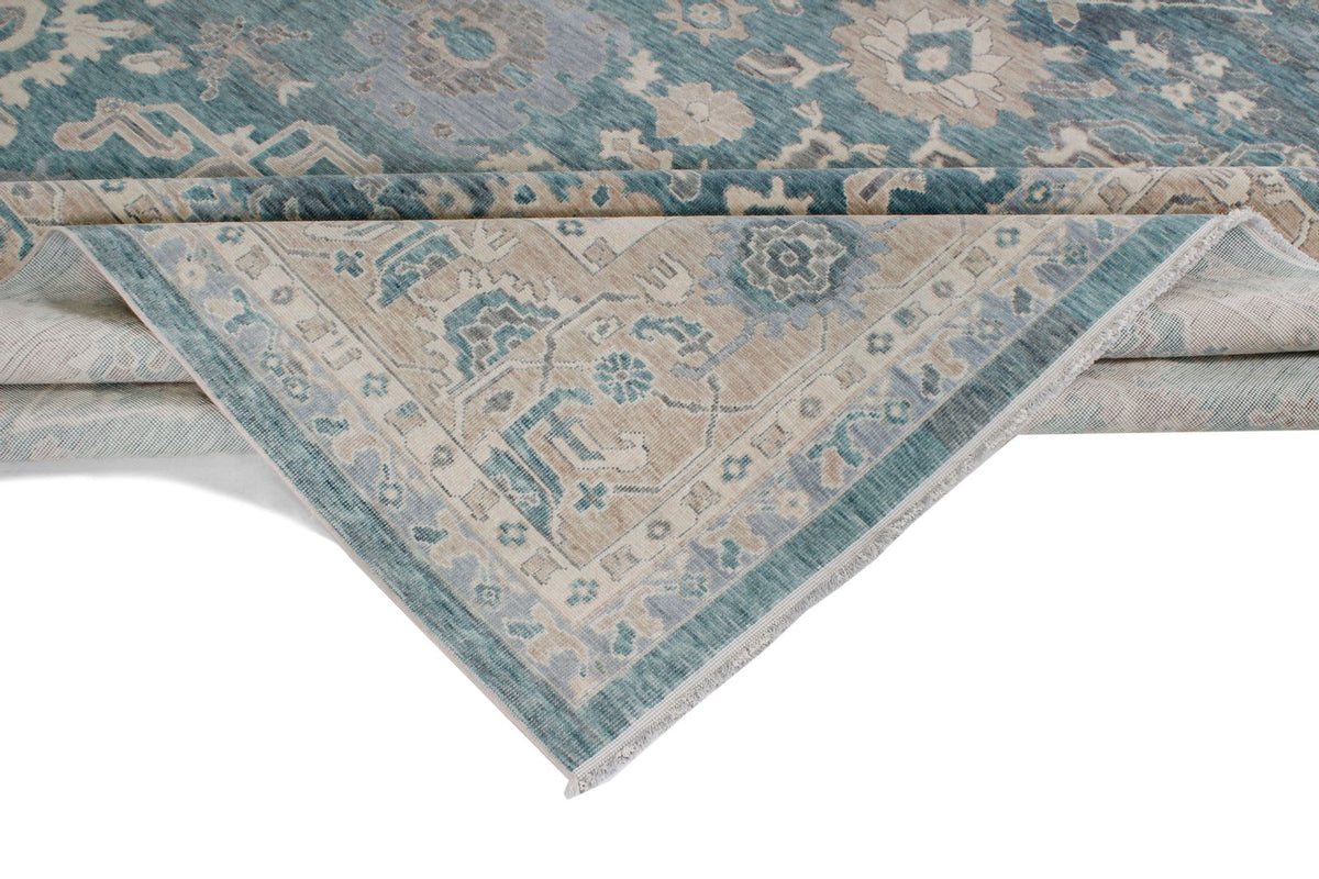 10x14 Blue and Beige Turkish Traditional Rug