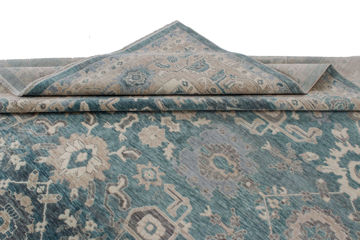 10x14 Blue and Beige Turkish Traditional Rug