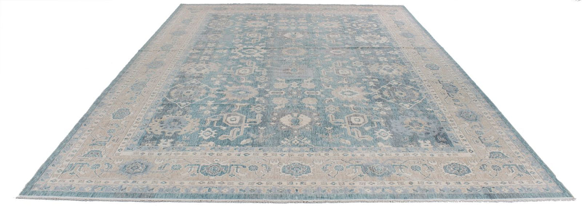 10x14 Blue and Beige Turkish Traditional Rug