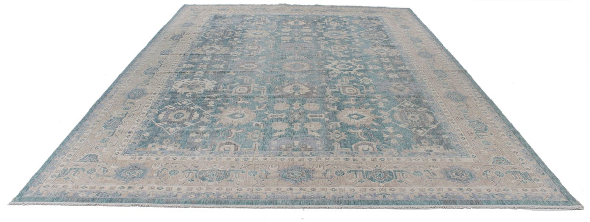 10x14 Blue and Beige Turkish Traditional Rug