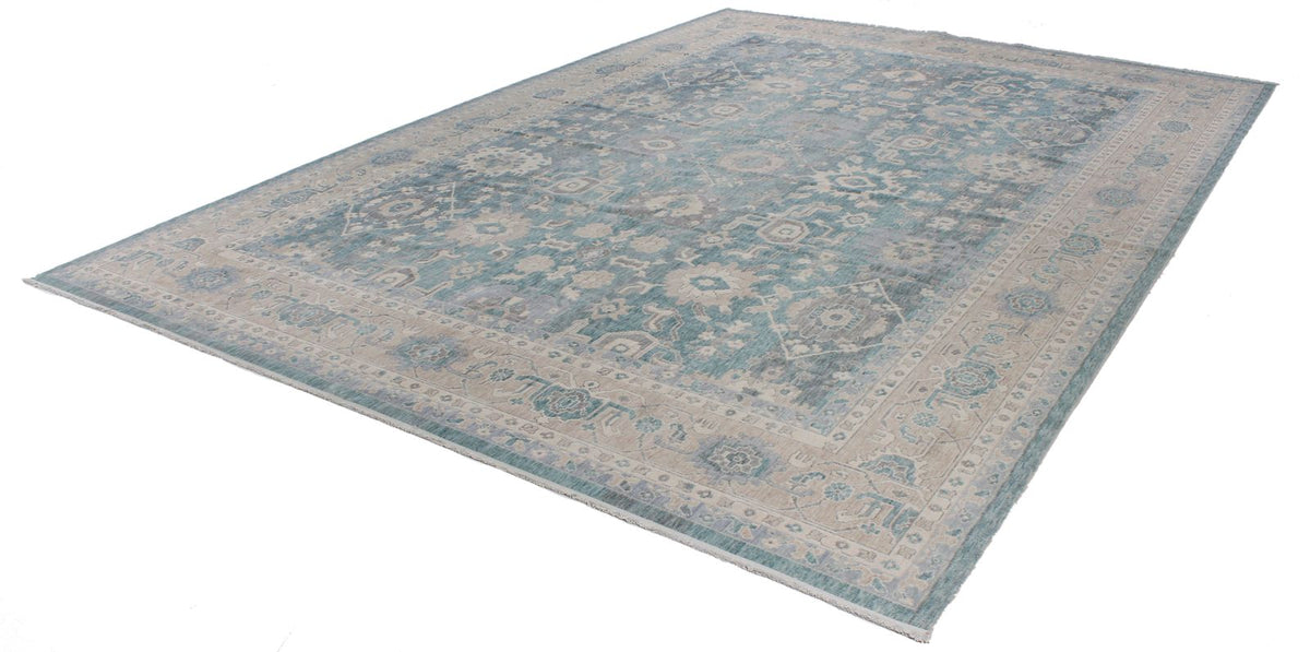 10x14 Blue and Beige Turkish Traditional Rug