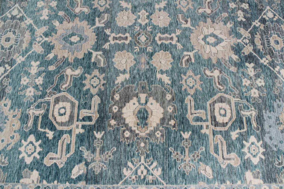 10x14 Blue and Beige Turkish Traditional Rug