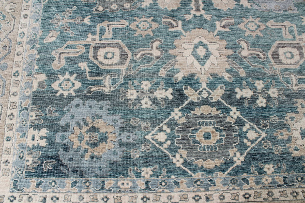 10x14 Blue and Beige Turkish Traditional Rug