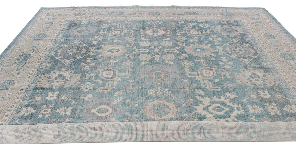 10x14 Blue and Beige Turkish Traditional Rug