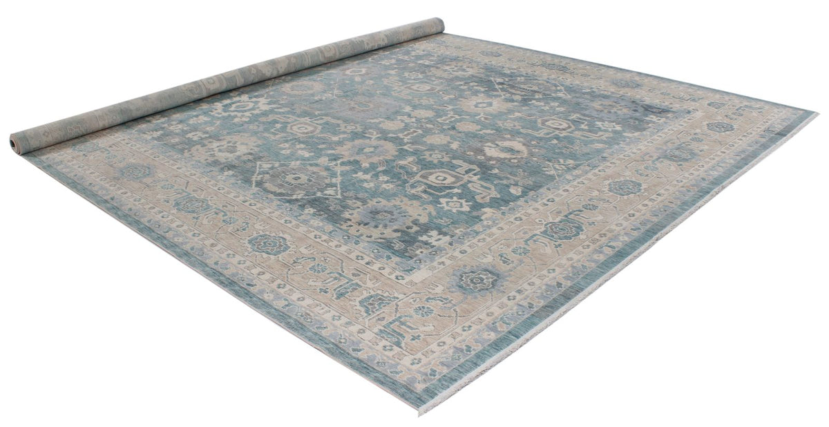 10x14 Blue and Beige Turkish Traditional Rug