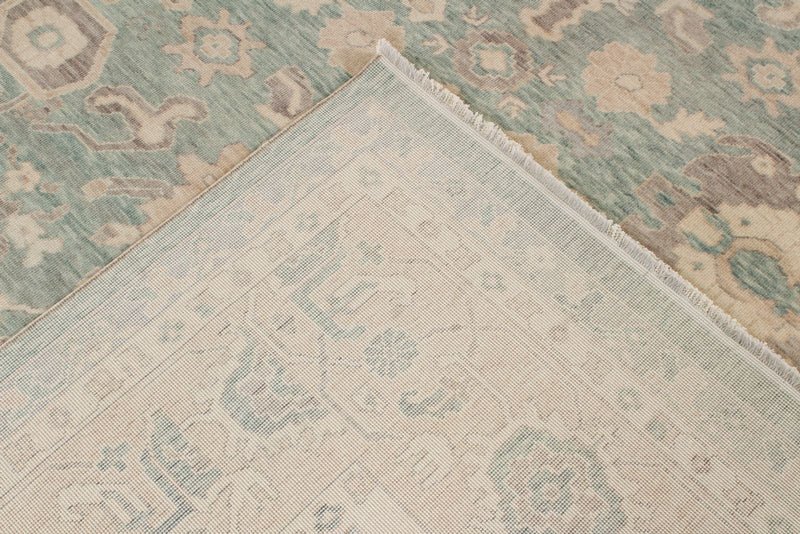 10x14 Green and Beige Turkish Traditional Rug