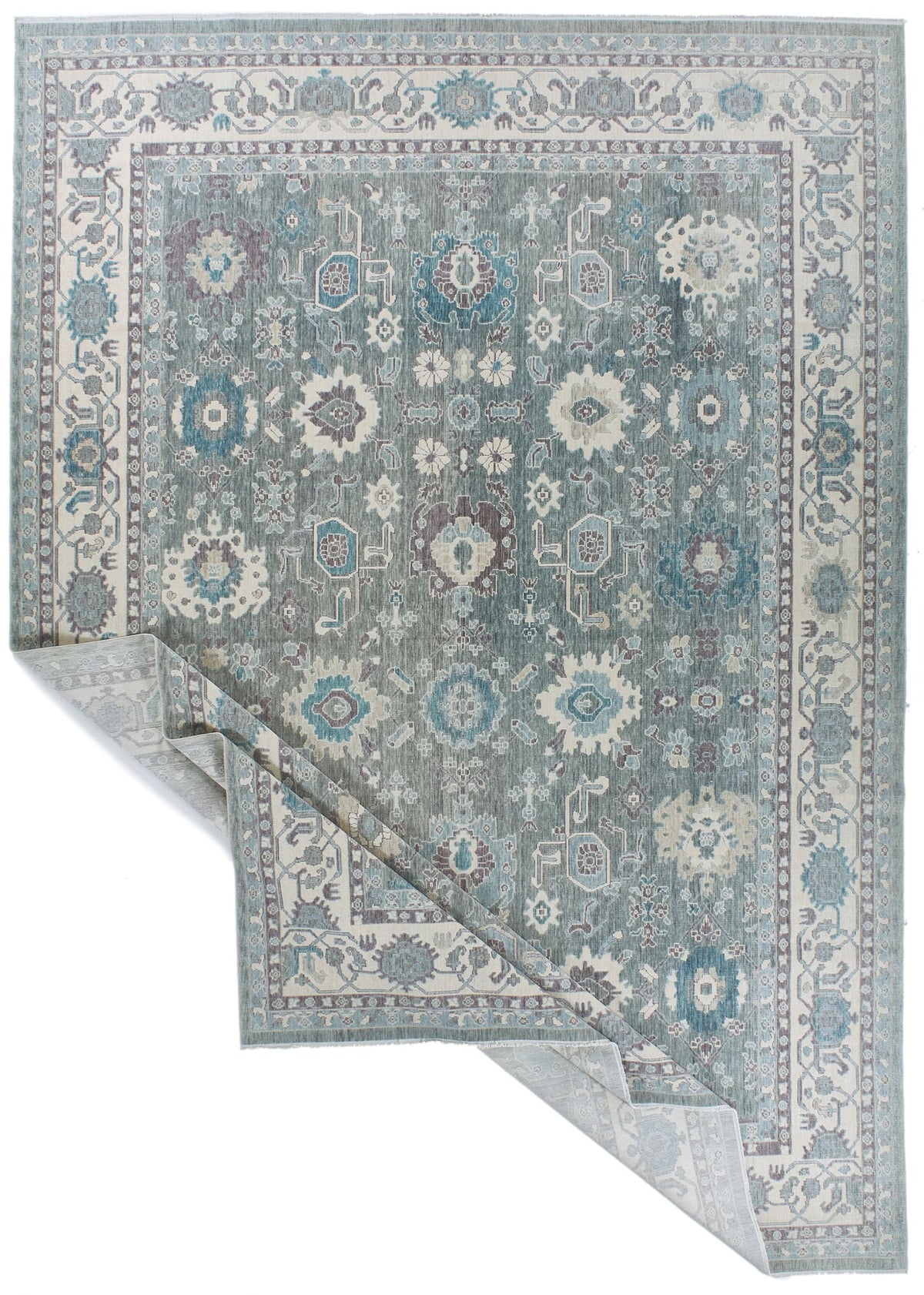 10x14 Gray and Beige Turkish Traditional Rug