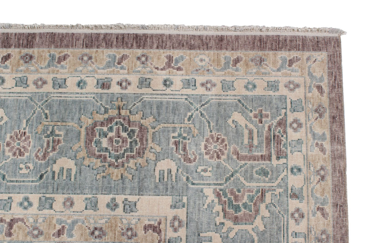 10x14 Blue and Ivory Turkish Traditional Rug