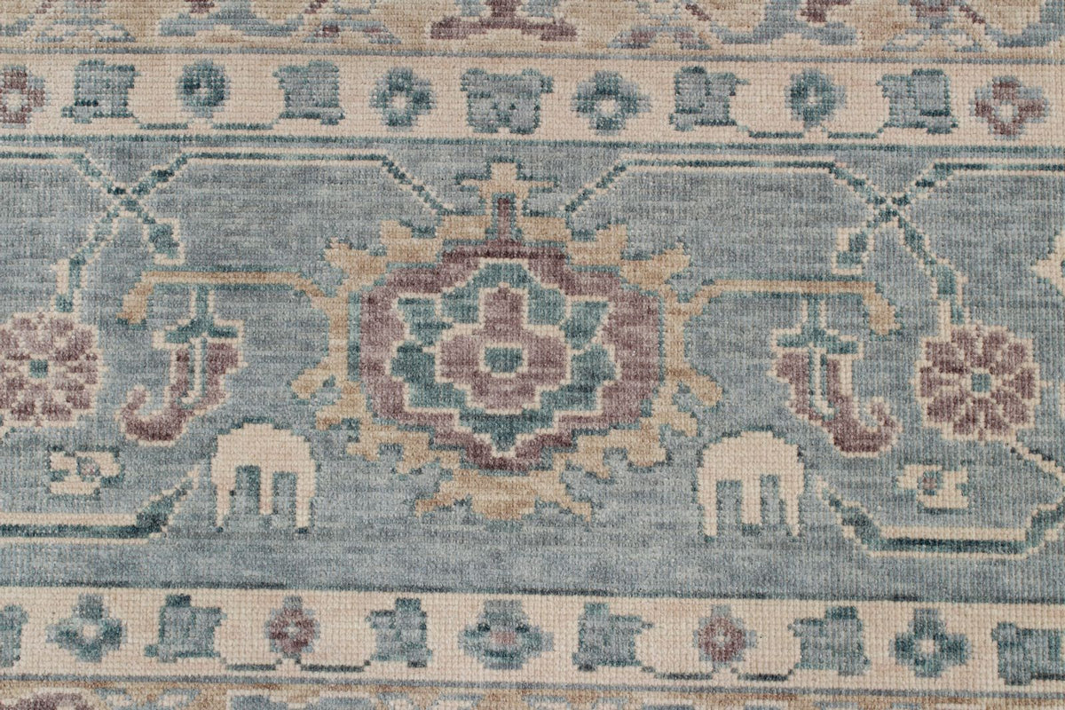 10x14 Blue and Ivory Turkish Traditional Rug