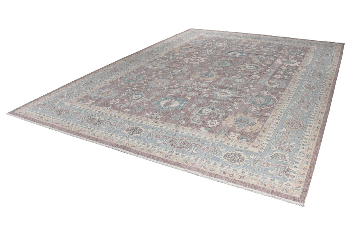 10x14 Blue and Ivory Turkish Traditional Rug