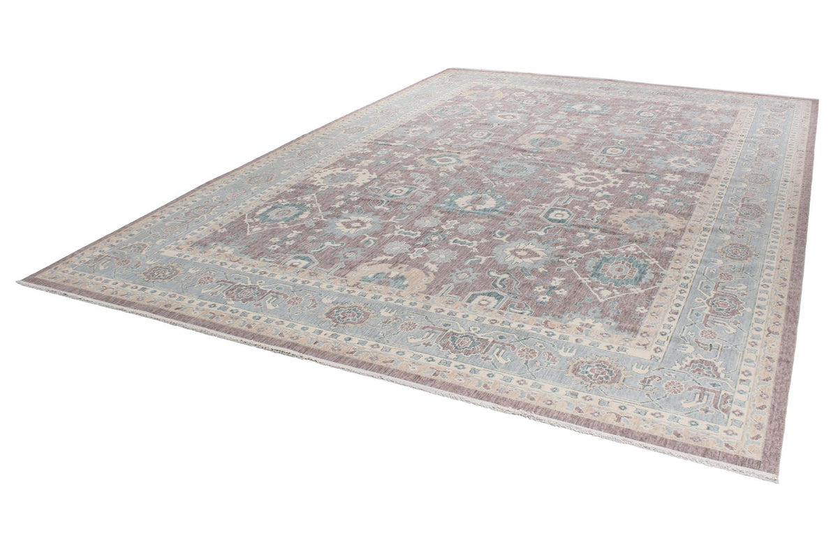 10x14 Blue and Ivory Turkish Traditional Rug