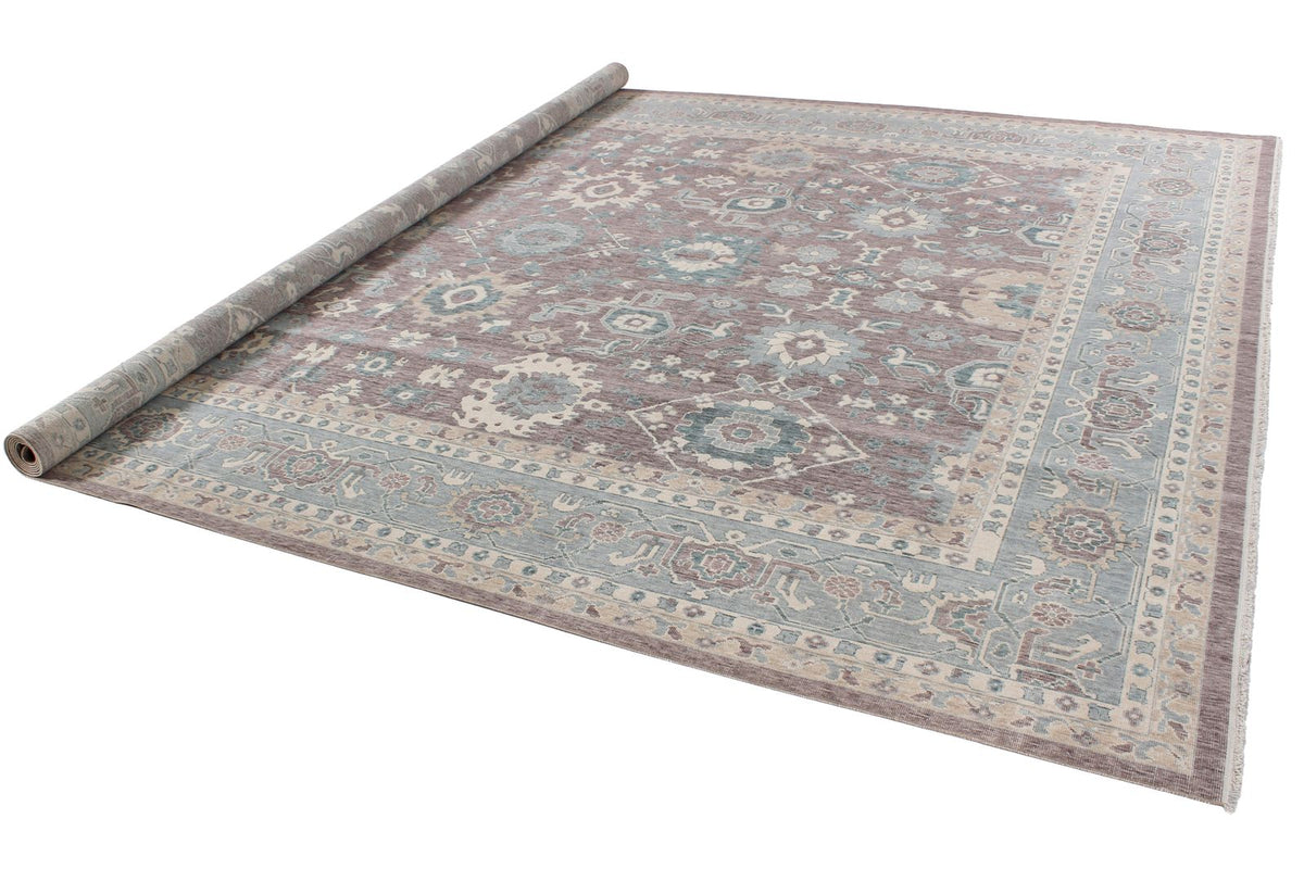 10x14 Blue and Ivory Turkish Traditional Rug