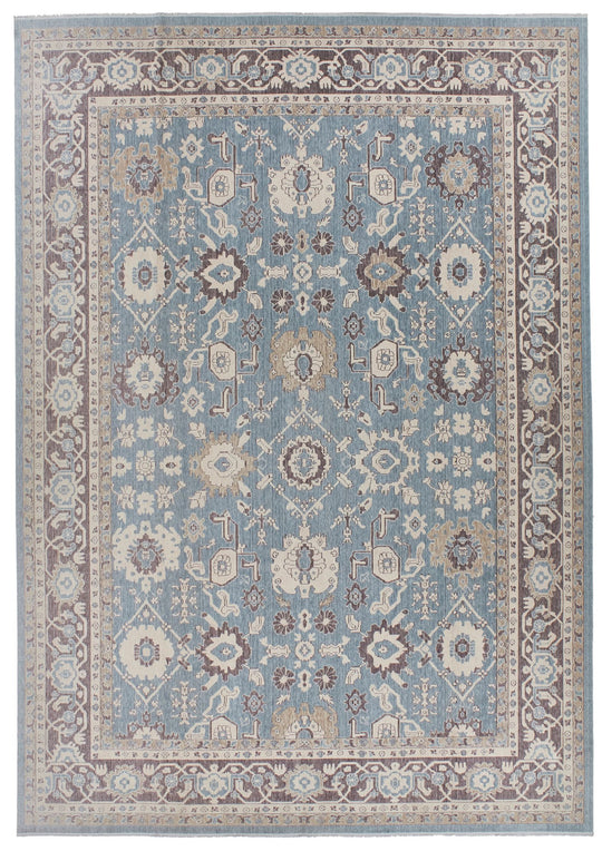 10x14 Blue and Brown Turkish Traditional Rug