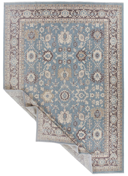 10x14 Blue and Brown Turkish Traditional Rug