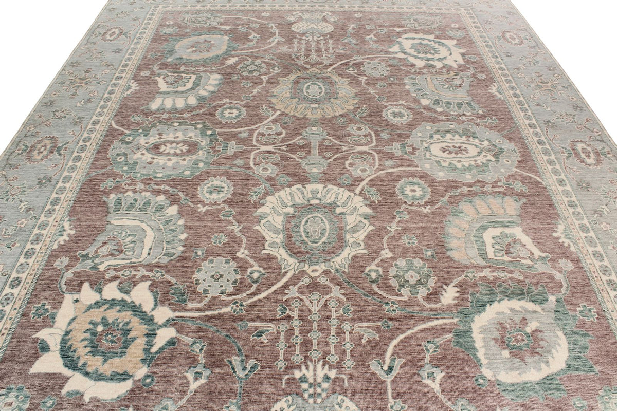 9x12 Purple and Blue Turkish Traditional Rug