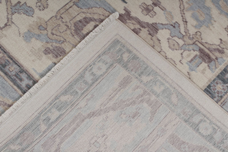 8x10 Ivory and Blue Turkish Traditional Rug